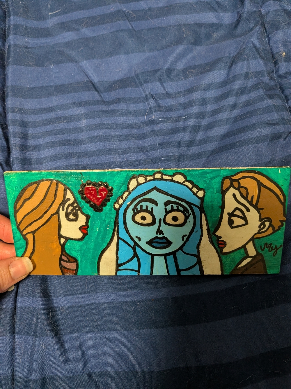 Handmade Corpse Bride Wooden Painting